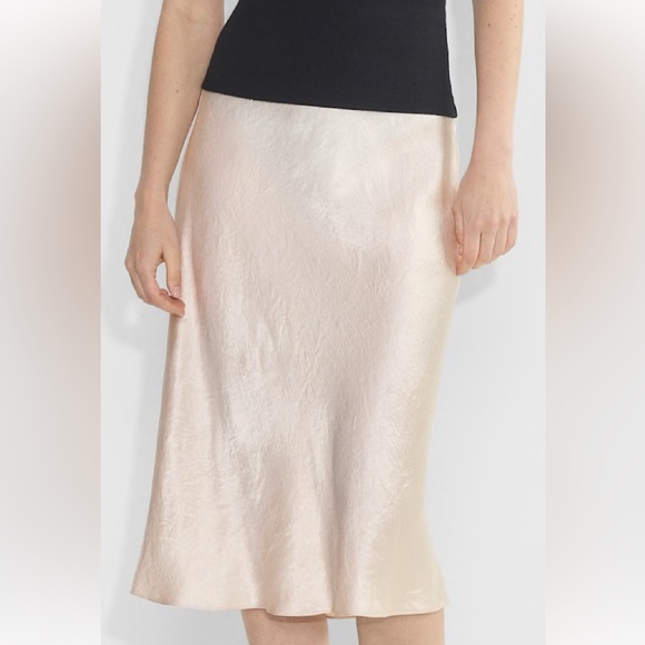 Aritzia Midi Satin Slip Dress in Pearly Pink White - Picture 9 of 10